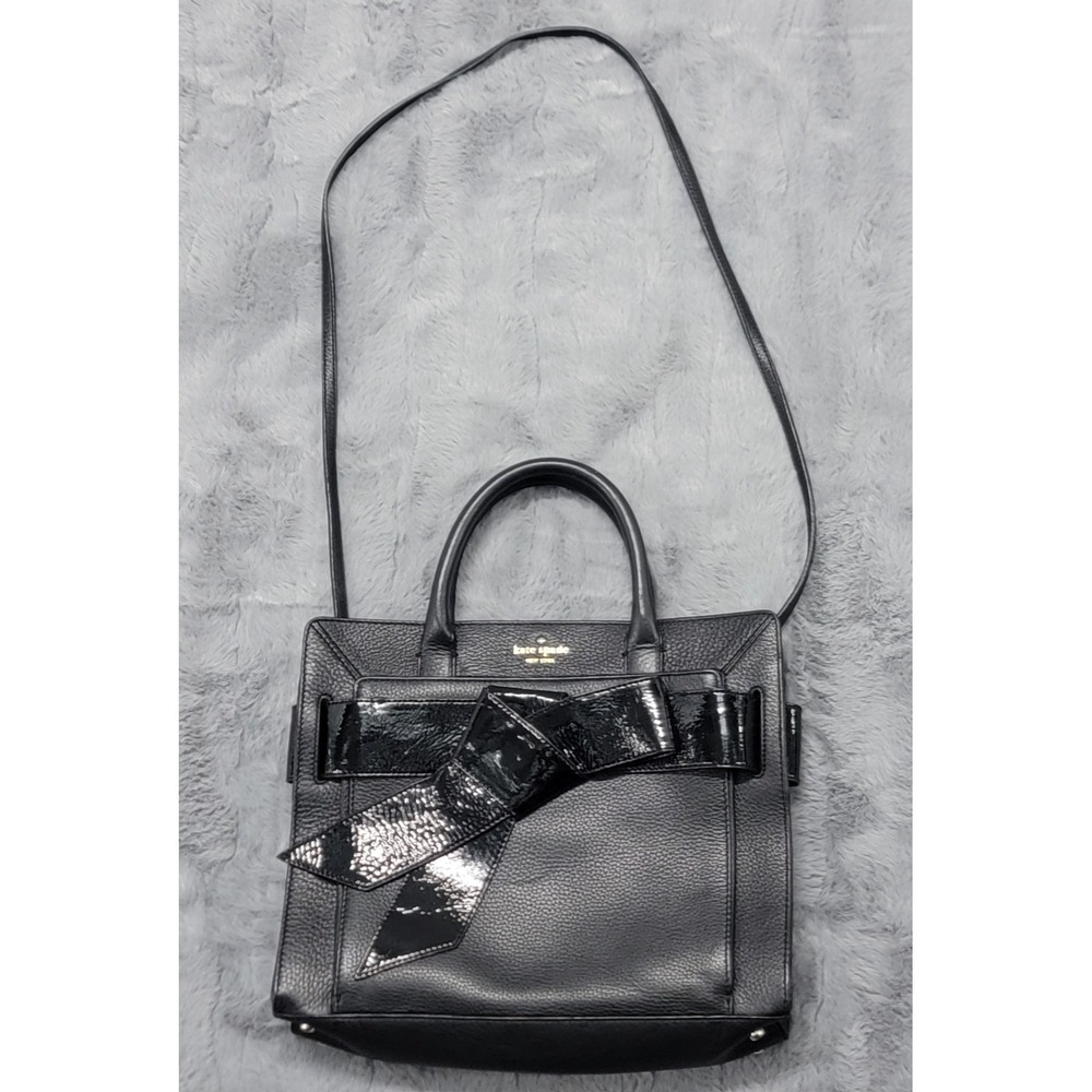 Kate‎ Spade Bow Valley Mika Bag Womens Medium Black Leather Crossbody Purse